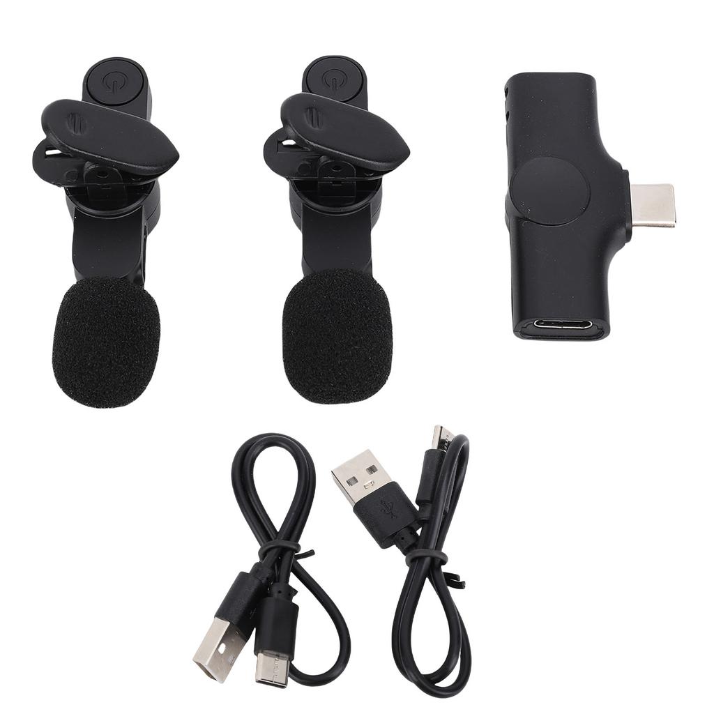 Dual Wireless Lavalier Microphone Noise Canceling Lapel Mic for Video Recording Vlogging Interview L