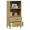 Bookshelf OSLO 2 Drawers Brown 60x35x128.5 Cm Solid Wood