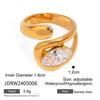 Stainless Steel Zirconia Open Ring, High-end Finger Ring, Titanium Steel Hand Accessory