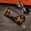 Bolso para Gafas de Cuero PU Estampado de Leopardo Pinza para Gafas de Felpa Bolsa de Almacenamiento para Gafas Estuche Protector para Gafas Estilo Coreano