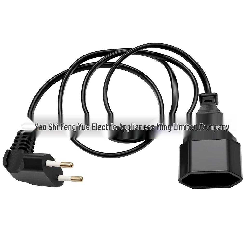 1m Euro Standard Black Right-Angle Double Socket Extension Cord