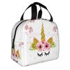 Schattig Eenhoorn Cartoon Patroon Draagbare Lunchbox Vrouwen Waterdicht Thermisch Koeler Voedsel Geïsoleerde Lunchtas School Kinderen Student
