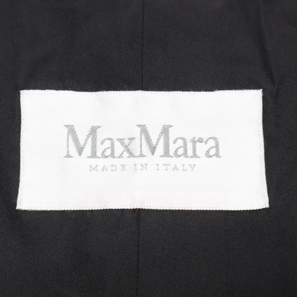 Max Mara Black 70% alpaca 30% wool leather drawcord soutien collar coat coat 42 blackUsed