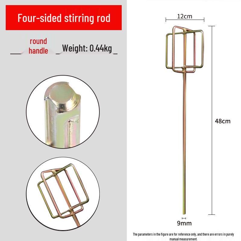 Stainless Steel Multi-use Mixing Rod for Cement, Paint, and Mortar - Compatible with Electric, Hammer, and Impact Drills