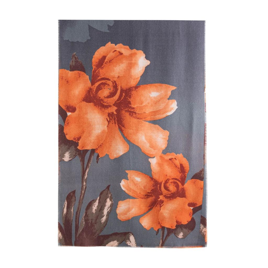 New Japanese Style Autumn and Winter Hibiscus Print Short Flow Faux Cashmere Shawl for Women's Warmth