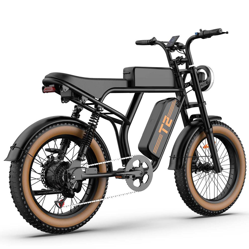 Urlife T2 Electric Bicycle 20" Fat Tire 500W Motor All Terrain Adult Electric Bike 7 Speed Dual Disc Brakes Max Load 120Kg