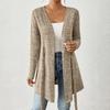 Women's Fashion Solid Color Long Sleeve Tie Casual Loose Cardigan Tops Jacket