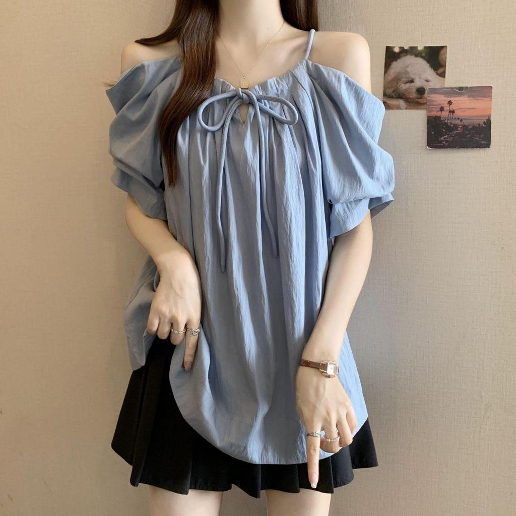 Plus Size One-Shoulder Short Sleeve Camisole Top - Slimming & Versatile Fashion for Women, Summer Arrival