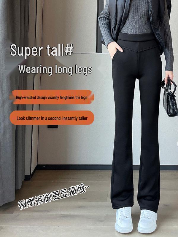 Women's Lambswool Wide-Leg Pants: 2026 Autumn/Winter One-Piece, Plus Velvet, Thick, Warm Mother's Pants