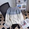 Women's Retro Fair Isle Color Block Knit Cardigan - Korean Style, Thick and Cozy for Autumn/Winter
