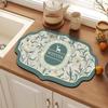 American Vintage Flower Diatoms Mud Drain Mat Kitchen Absorbent Quick Drying Table Mat Household Bowl Plate Drying Mat