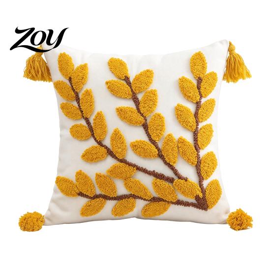 Boho Tufted Cushion Cover with Tassels, Cotton Linen Throw Pillow Cover, Modern Home Decorative Covers Case for Sofa Bed Couch, 18 x Inches