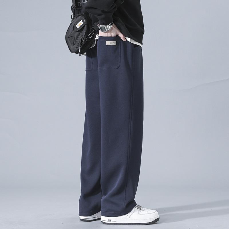 Men's American Velvet-Lined Wide-Leg Heavyweight Sweatpants for Autumn/Winter