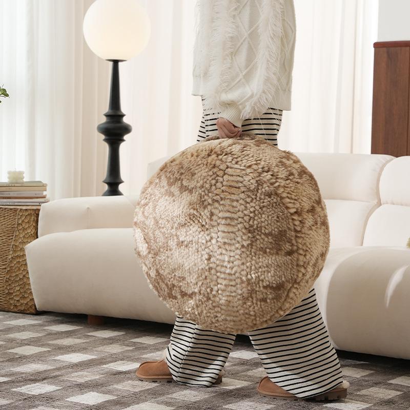 Winter Plush Tatami Cushion Cover Home Decor Round Ottoman Cover Unstuffed Futon Japanese Sofa Seat Cushion Case No Filling