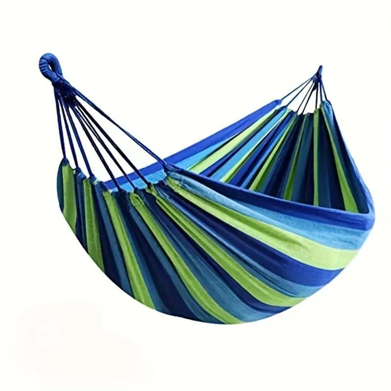 

Colorful Striped Portable Camping Hammock With Storage Bag And Tree Tie Anti Tipping Design Suitable For Outdoor Camping