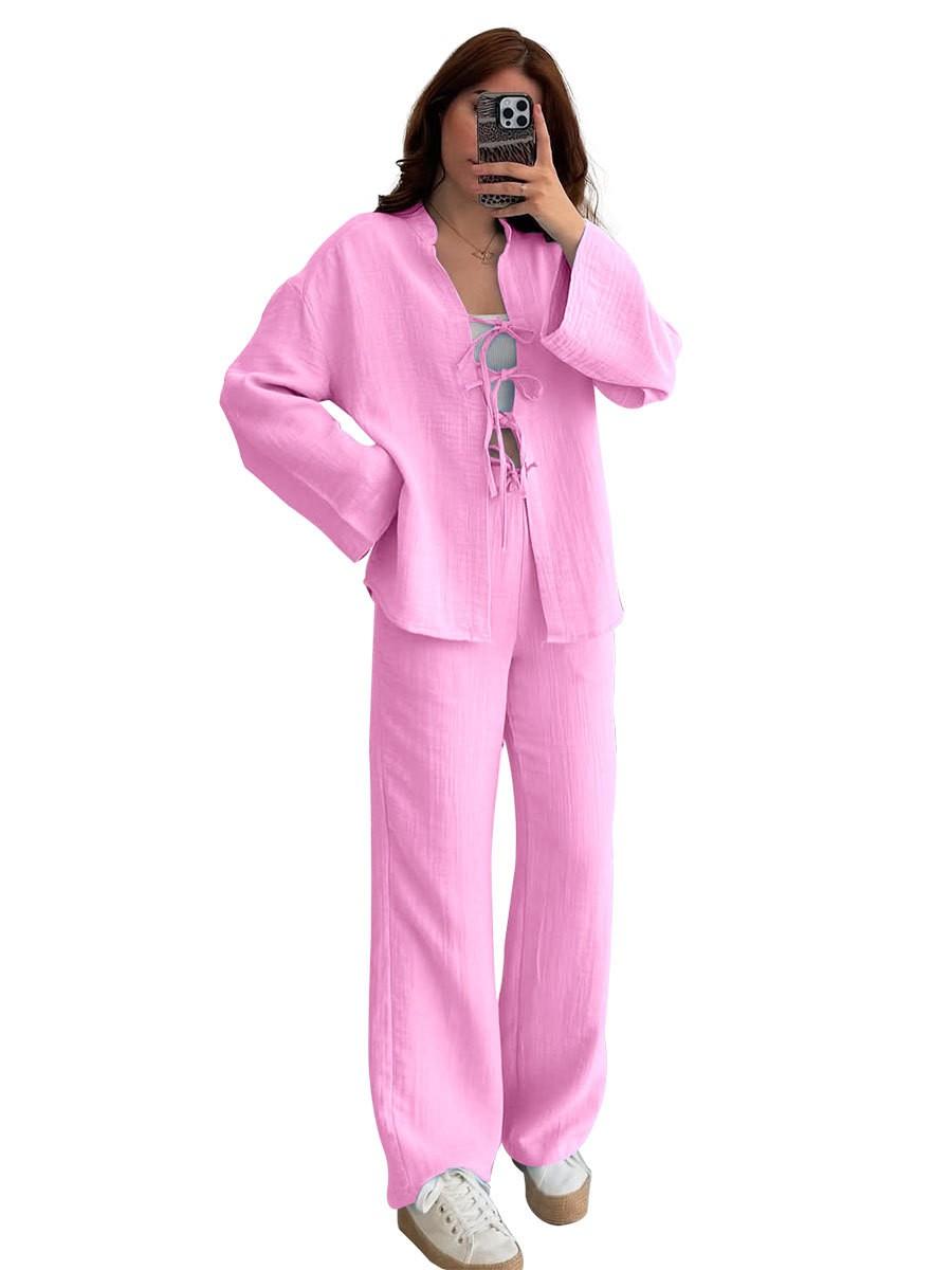 

Весенне-летний однотонный кардиган с длинными рукавами, женский модный повседневный брючный костюм XXL