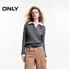 ONLY Women's Faux Two-Piece Color Block Lapel Knit Sweater
