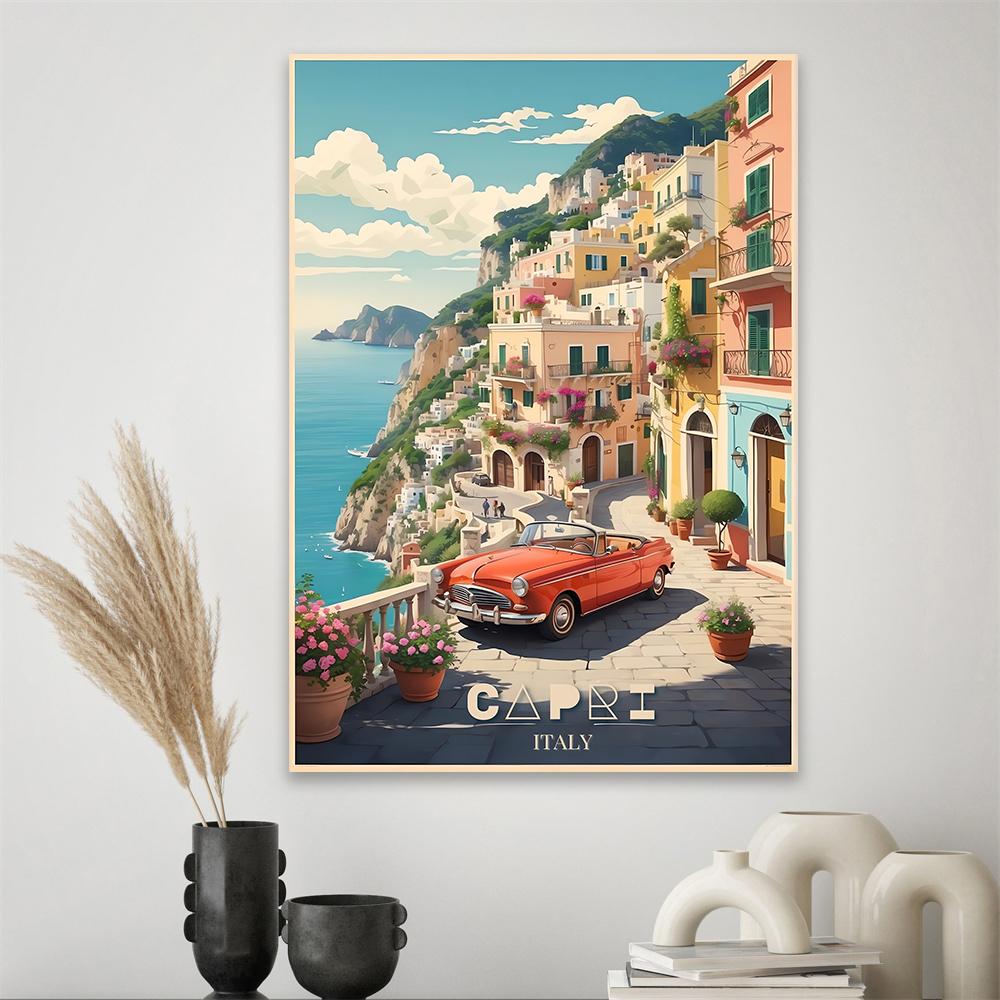 Vintage Travel Poster New York City Travel Print Wall Art Poster Colorful Italy City Print Travel Landscape Art Canvas Painting