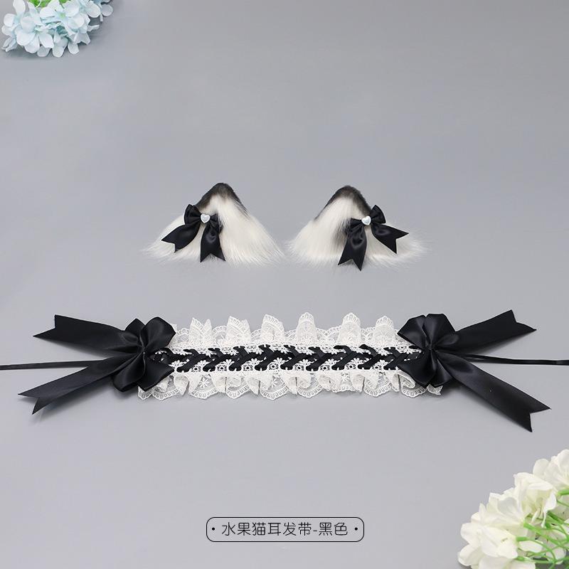 Cute Girl Hair Accessories Lolita Comic Show Multi-purpose Pair Clip Bow Headgear Cat Ear Hairpin Cat Ear Headband