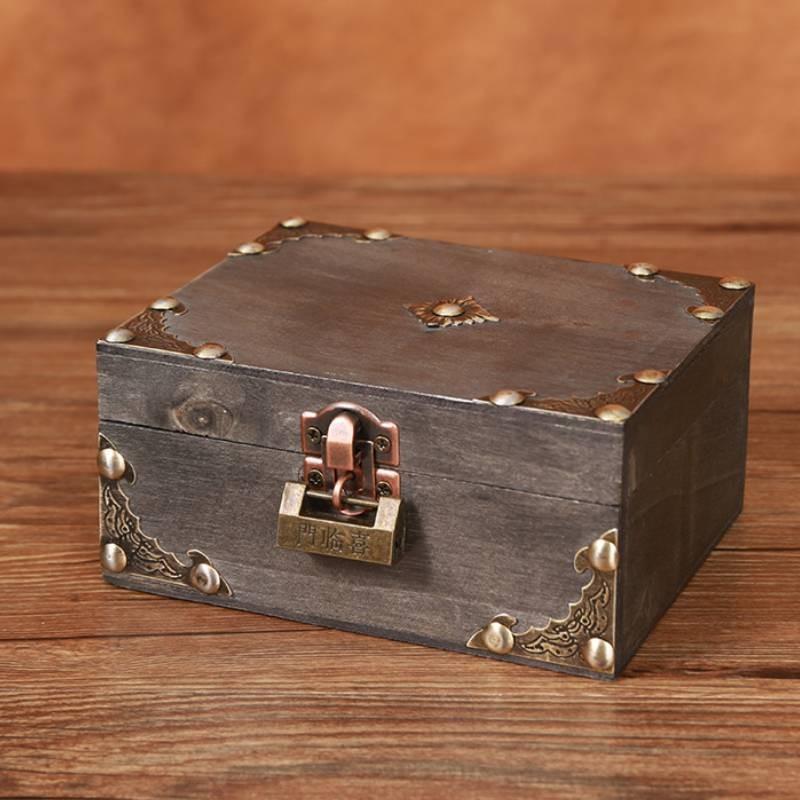 Box Jewelry Wooden With Lock Vintage Desktop Organizer For Home Decor Office