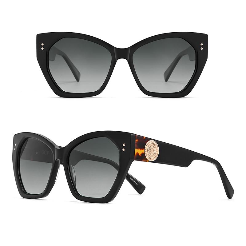 GCV Brand Acetate Appearance Patent Design Women's Butterfly Rectangular Triangle Polarized Sunglasses UV400 Fashion