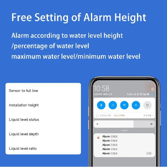 EPTTECH TLC2326LS-WL Wifi Tank Level Monitor Tuya Smart Life Water Oil Level Sensor 433MHz LCD Display Mobile Indicator Alarm
