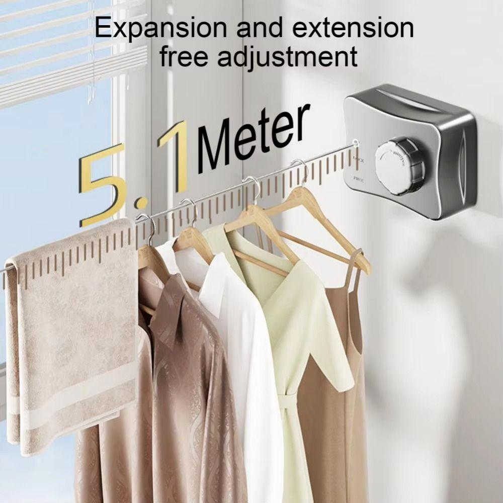 Wall Mounted Retractable Clothesline Adjustable Telescopic Clothes Hanger  Balcony