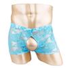 Men Sheer Lace Boxer Shorts Open Front Back See Through Pants Underwear