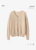 Women's 100% Cashmere Pearl-Embellished V-Neck Cardigan Sweater
