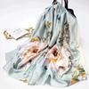 1 Pcs 90X180 Retro Chinese-style Green Animal, Crane and Flower Long Scarf, Paired with an Air-conditioned Shawl for Women