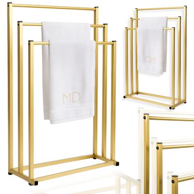 Bathroom Stand, Three Arms, Gold, Metal, Modern Hanger, Holder