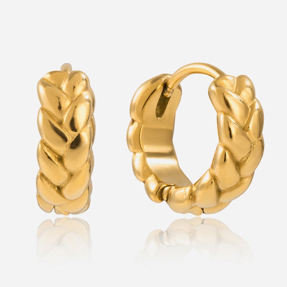 Design Sense Classic Style 18K Gold, Woven Earrings Light Luxury High-end Earrings Jewelry