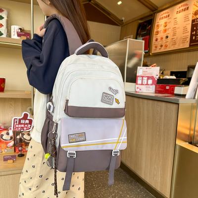 Cores contrastantes de alto valor e grande capacidade, mochila escolar para alunos do ensino fundamental II e médio 25 nova mochila estilo 'little fragrant wind' fofa