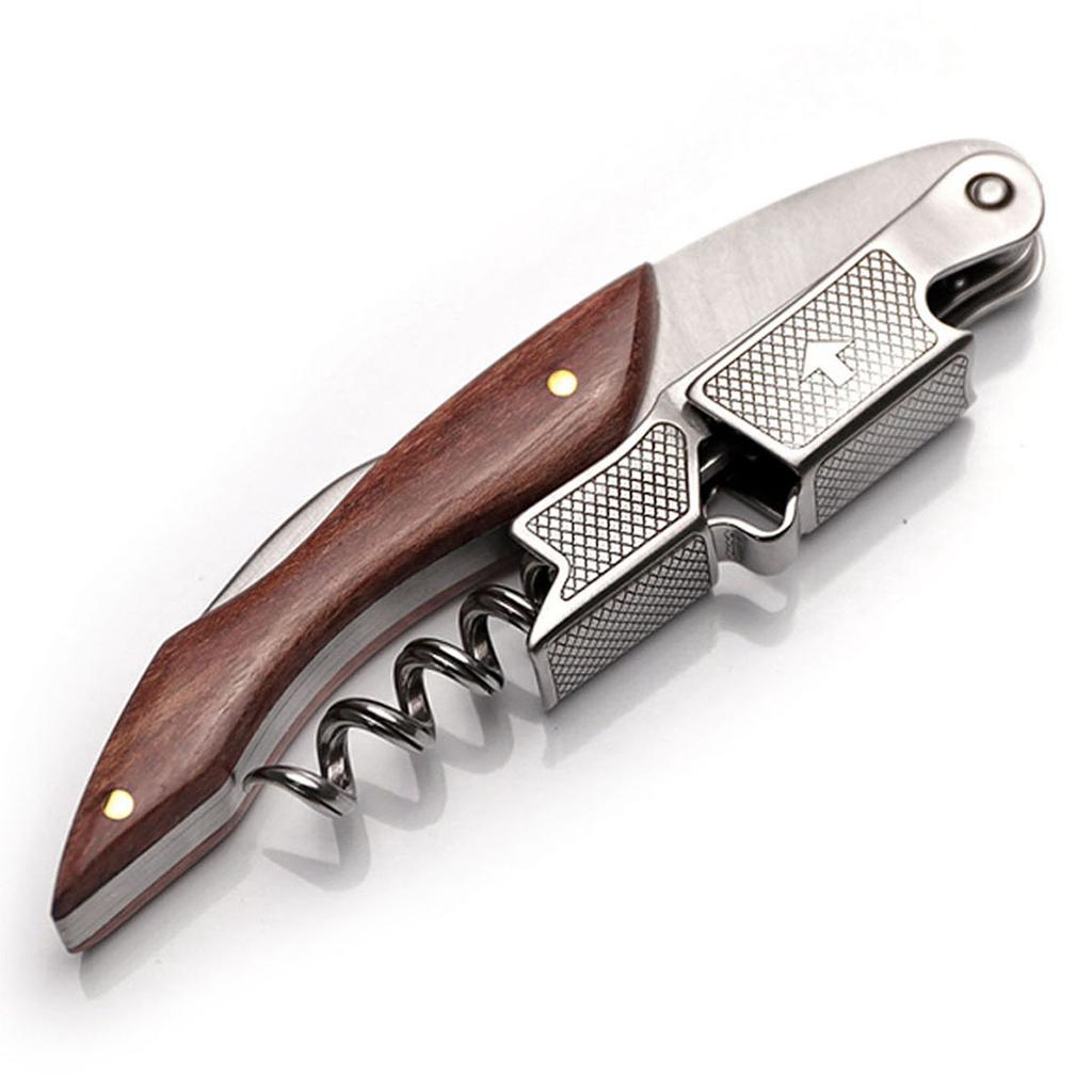 Leeseph Wine Opener, Double Hinged Manual Wine Key for Bartender, Server, Waiter, Stainless Steel Wine Bottle Opener Corkscrew