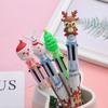 15Pcs Snowman Multi Color Retractable Ballpoint Pen, Back to School Season Student Stationery with Christmas themed Outer Body, Multi refill Design Wr