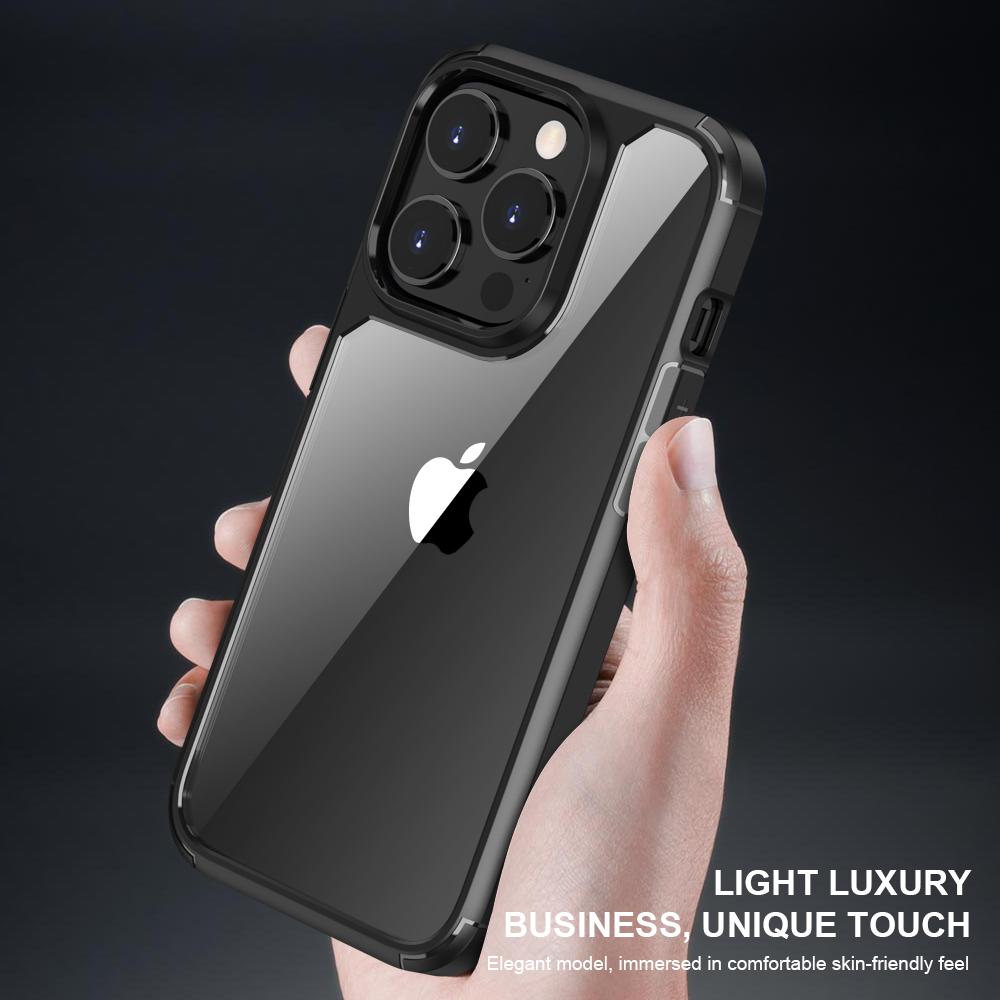 Defense Armor Series for iPhone 14 Pro Max Clear Back Phone Case TPU+PC Shock Absorption Cover