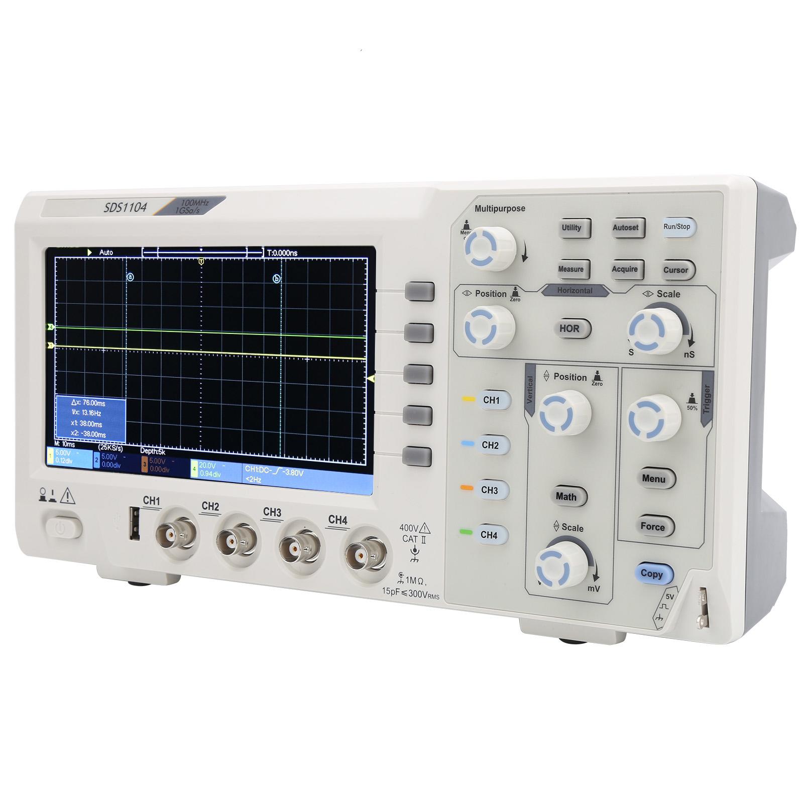 

SDS1104 4 Channel Oscilloscope with 7in LCD Display 100MHZ Bandwidth 1GS S Sampling RateAU 110‑220V