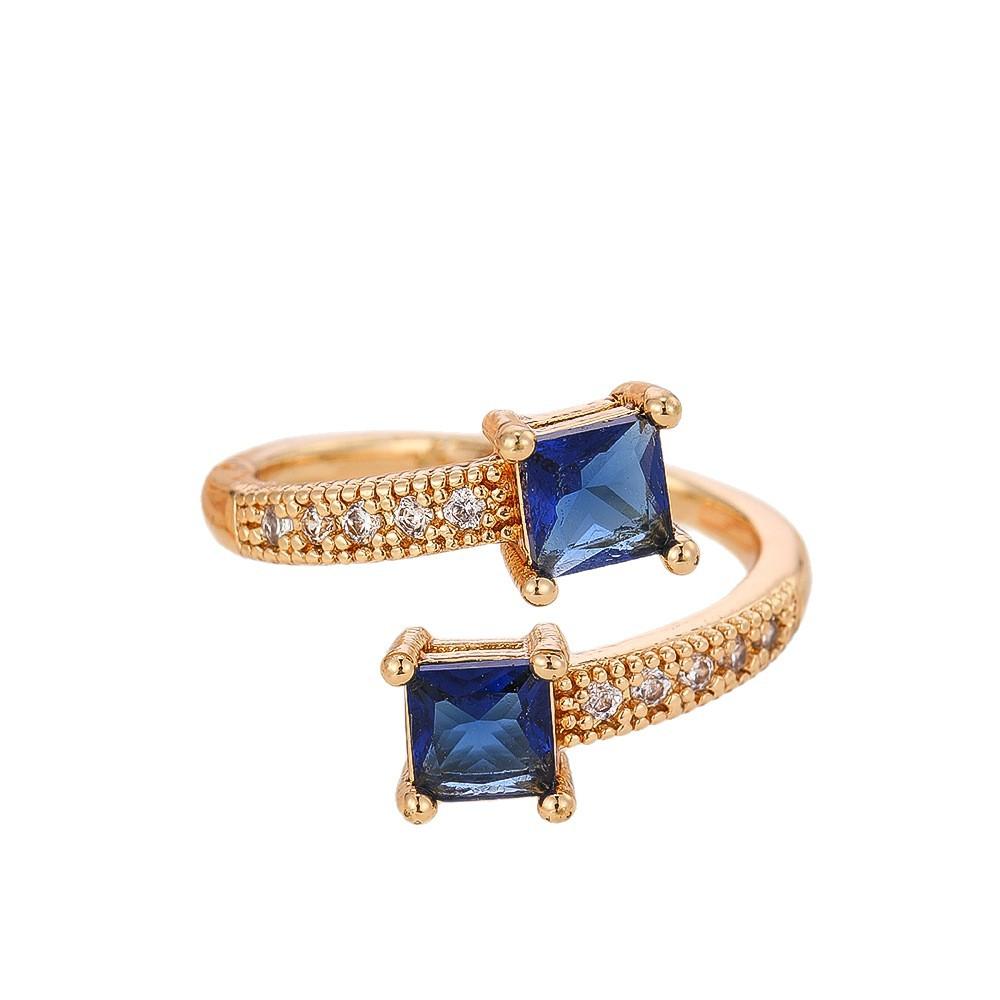 European and American Style Square Ring with Geometric Cross Temperament, Niche Rings for Women