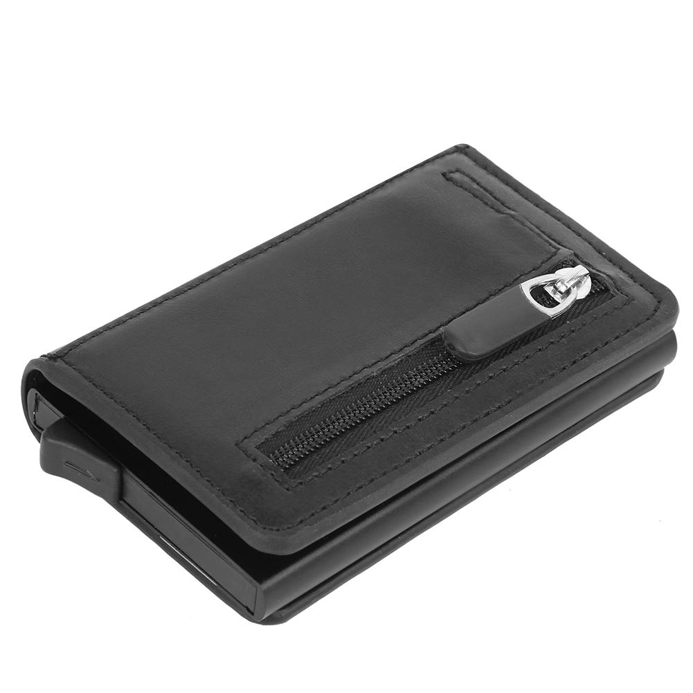 Fashion Portable Unisex PU Leather RFID Blocking Card Bag Holders Anti Theft Change Purse Wallet(Black )