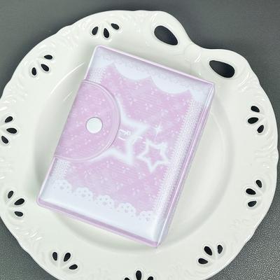 Cute Pink Love Bow Card Album 3 Inch Mini with 16 Internal Pages Idol Card Collect Book PVC Collectible Card Album Postcard Book