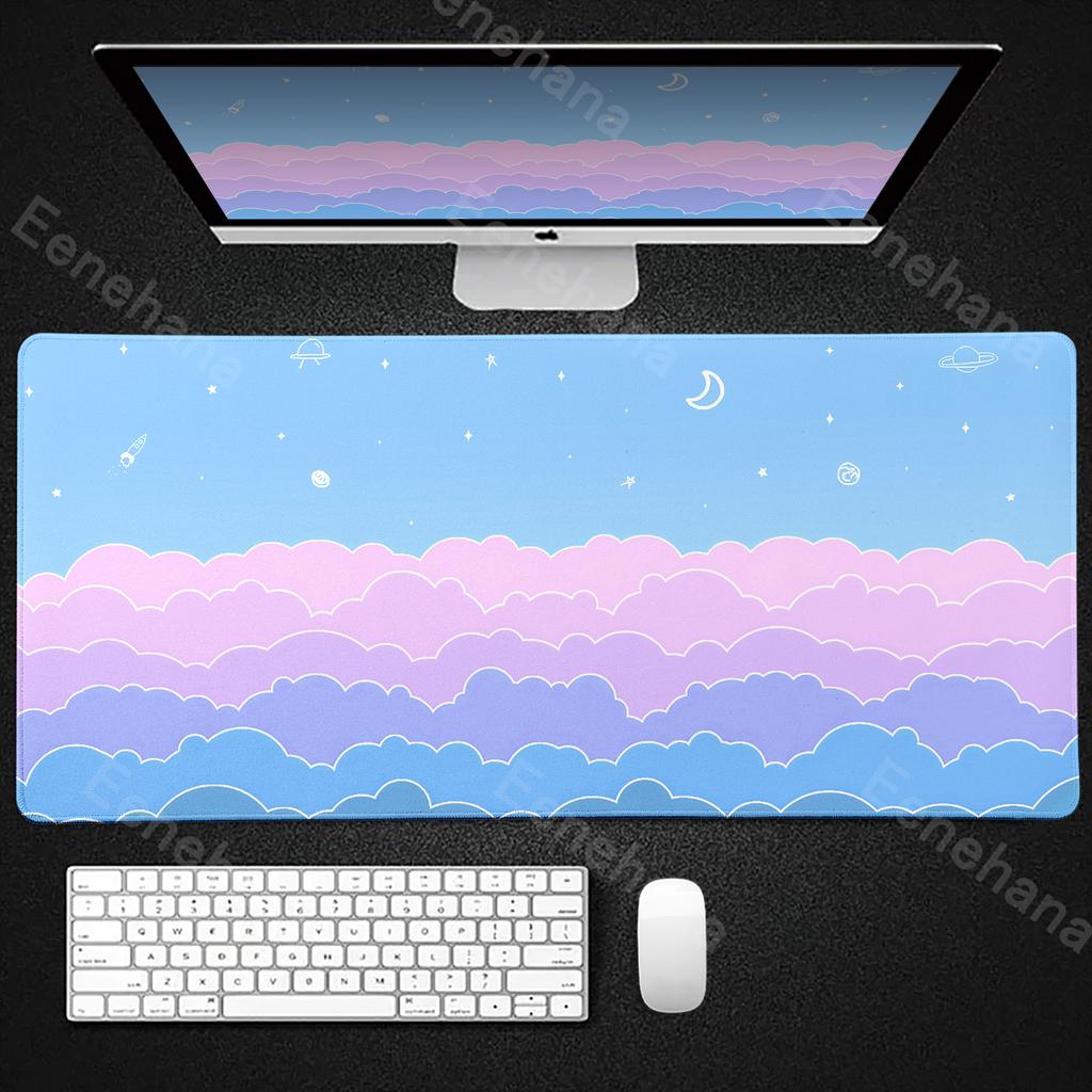 Light Pink Skyscape Mouse Pad Cute Aesthetic Xxl Kawaii Clouds Women Desk Pads Anime Pc Gamer Computer Mat Office Rubber Carpets