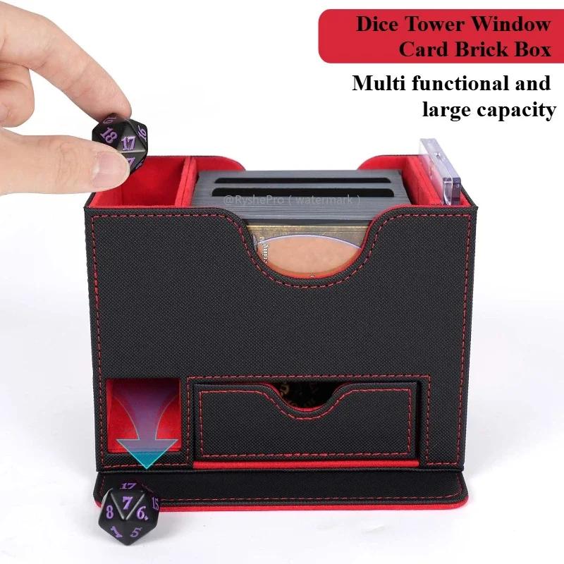 Card Deck Box with Dice Tray for MTG Cards120+ Card Storage Box Fits for TCG CCG PU Leather Strong Magnet Collectible Card Case