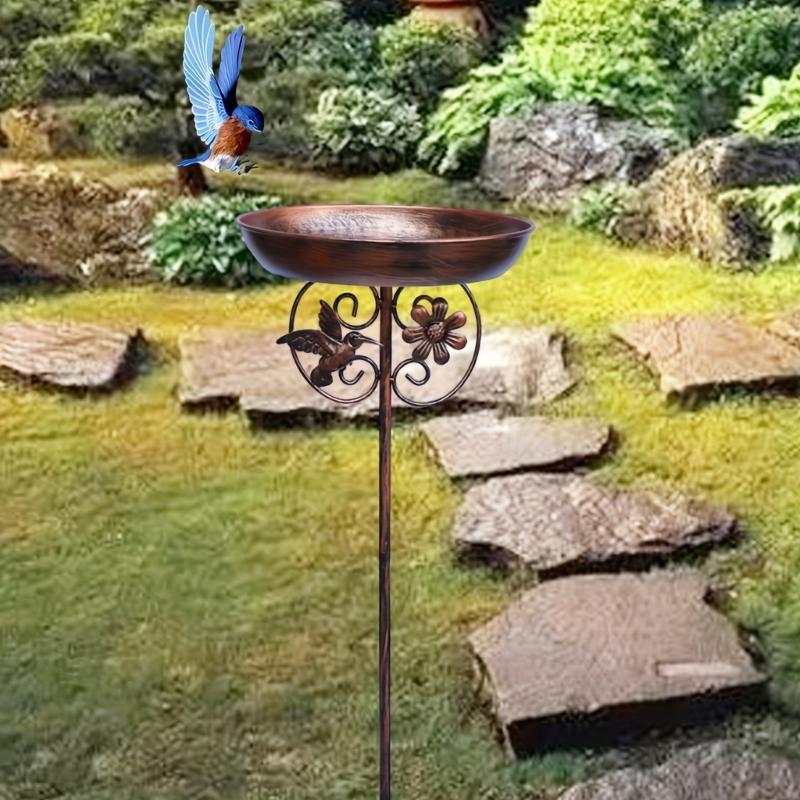 Rust Resistant Outdoor Bird Bath Feeder With Easy No Tool Installation Design Suitable for Backyard Wildlife Enthusiasts