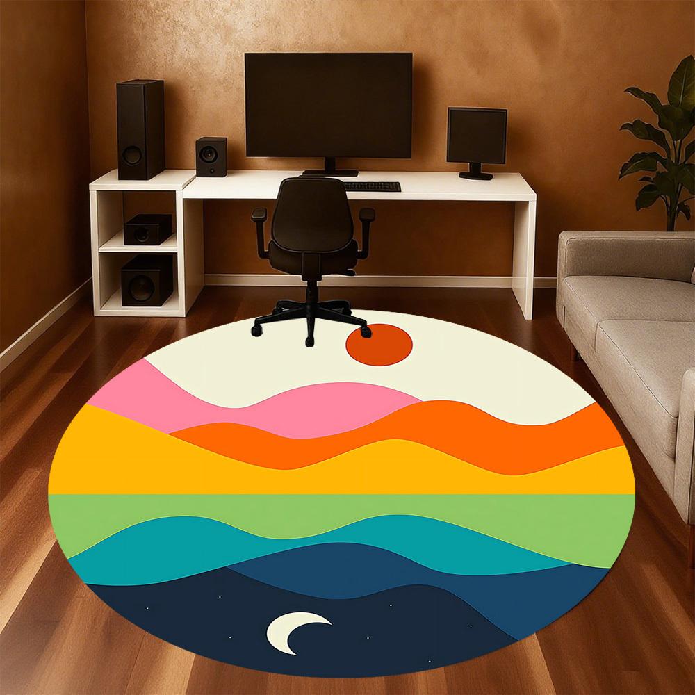 1pc sunset moon Round Chair mat Area Rug - Non-Slip, Floor Mat for Office, Bedroom, and Indoor Decor c1118041