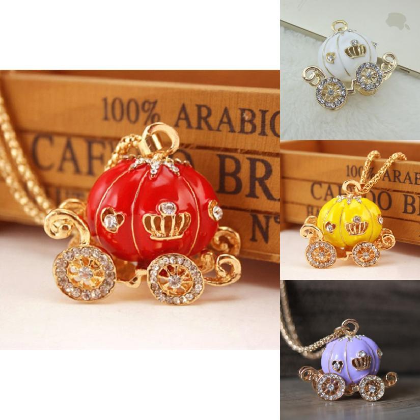 Colorful Unisex Key Chain Pumpkin Carriage Car Key Crystal Pendant For Every Occasion