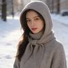 New Balaclava hat and scarf integrated women's winter versatile warm scarf knitted wool hooded
