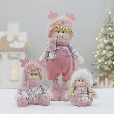 Pembe Geyik Boynuzu Noel Kumaş Bebek - Erkek veya Kız İçin Ayakta Durabilen Süs