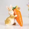 Handmade Resin Rabbit Statue Simulation Bunny Resin Carrot Bunny Ornament  Spring Home