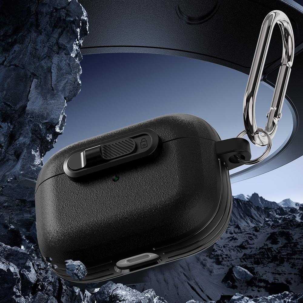 For Apple AirPods Pro Protective Case Lock Buckle Switch TPU + PC Wireless Earphones Cover with Carabiner