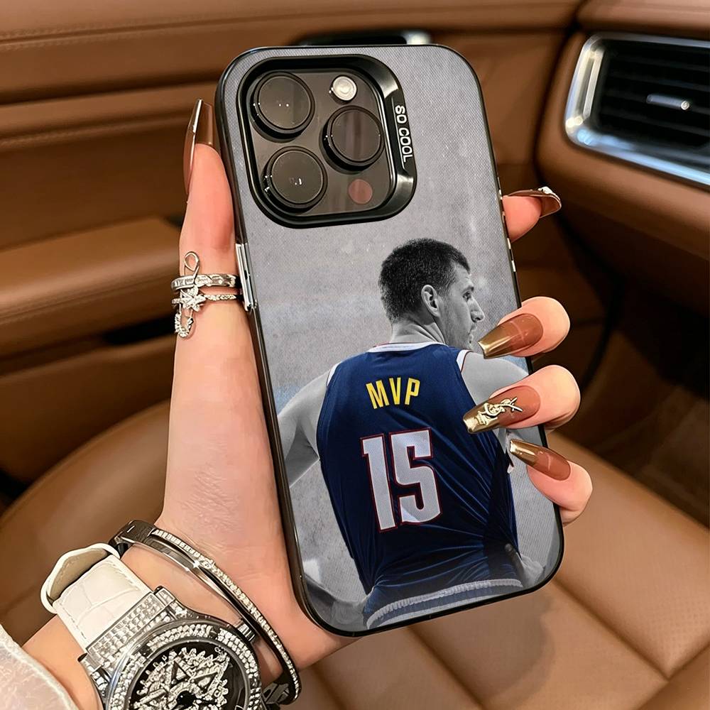 N-Nikola- Jokic 15 MVP For iPhone 17 16 15 14 13 12 11 Pro Max XS 17 Air Silicone Colored Silver Bumper Cover